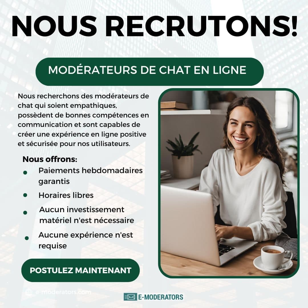Travaillez à domicile en tant que opérateur de chat à Paris — 30 €