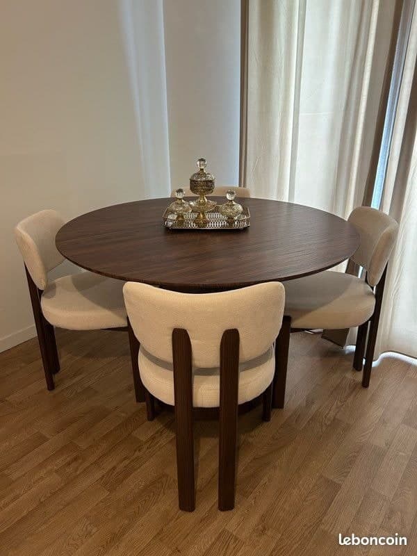 Table à manger travertin avec 4 chaises