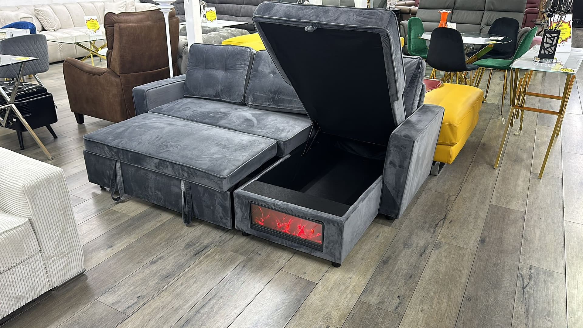 Canape d'angle convertible velours — photo 2