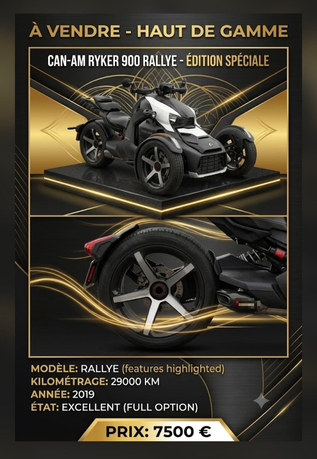 Can am ryker 900 rally à Lisses — 7 500 €