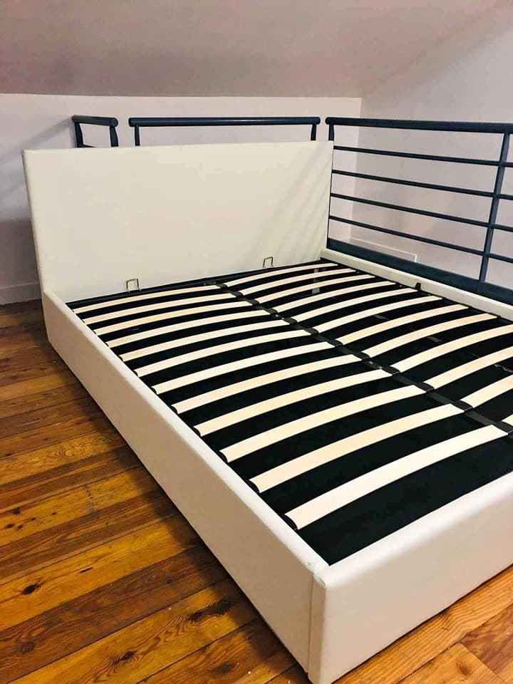 Lit coffre beige avec matelas 140x190 — photo 3