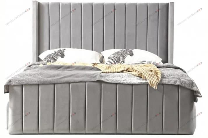 LIT COFFRE VELOURS PRINCE Gris 1m60