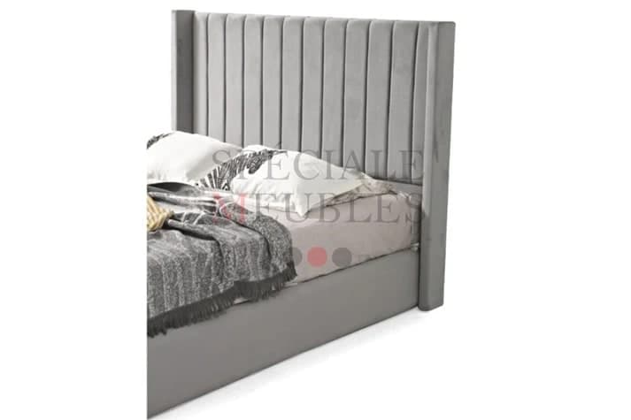 LIT COFFRE VELOURS PRINCE Gris 1m60 — photo 2